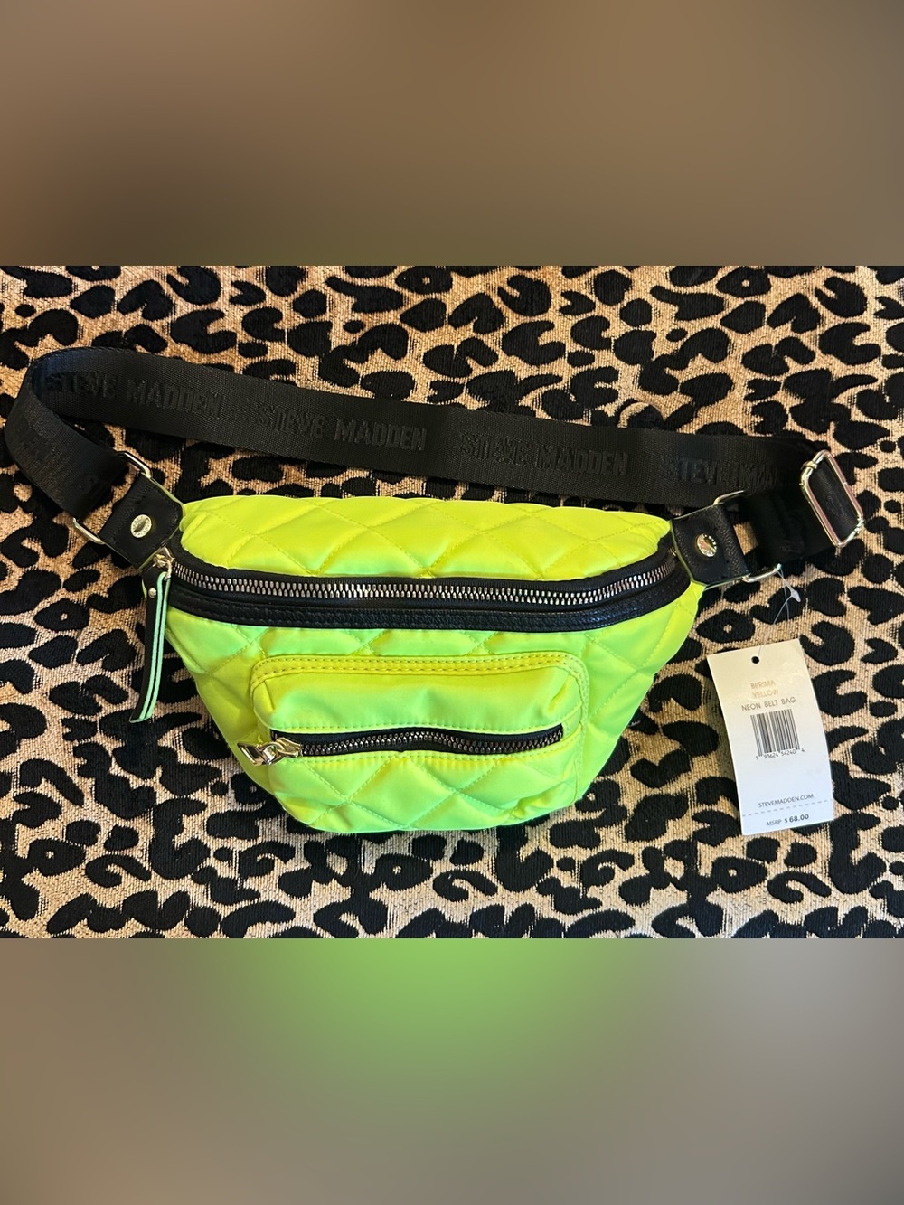 Neon yellow quilted belt bag Fanny pack